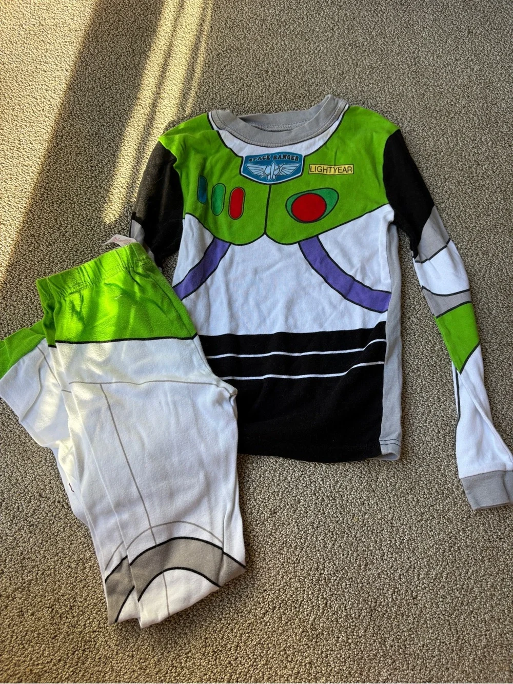 Disney Buzz Lightyear Green White Pajama Set